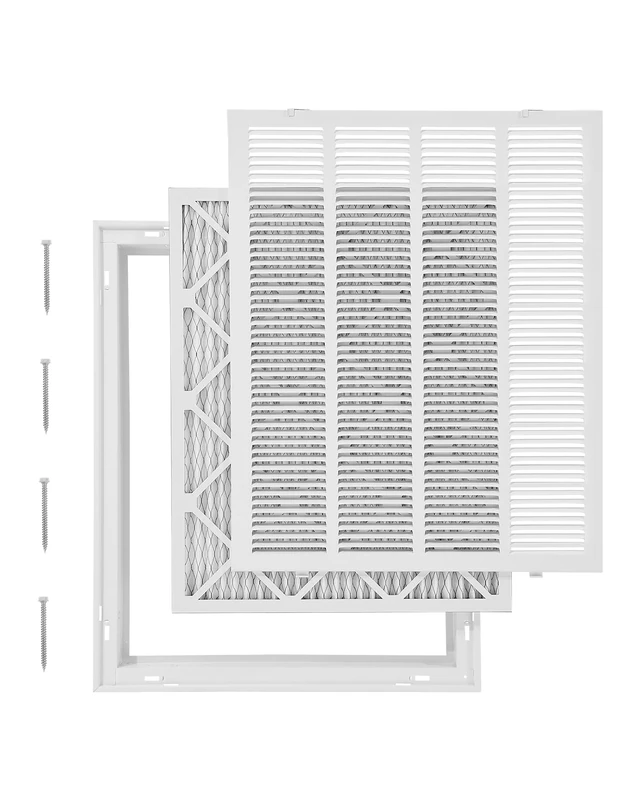 VEVOR Return Air Filter Grille, Fits W20 x H25in Duct Opening Size, Filter Included, Return Air Vent Cover for Wall, Powder-Coated Steel Return Air Grill Detachable Face/Door for 1 inch Filters