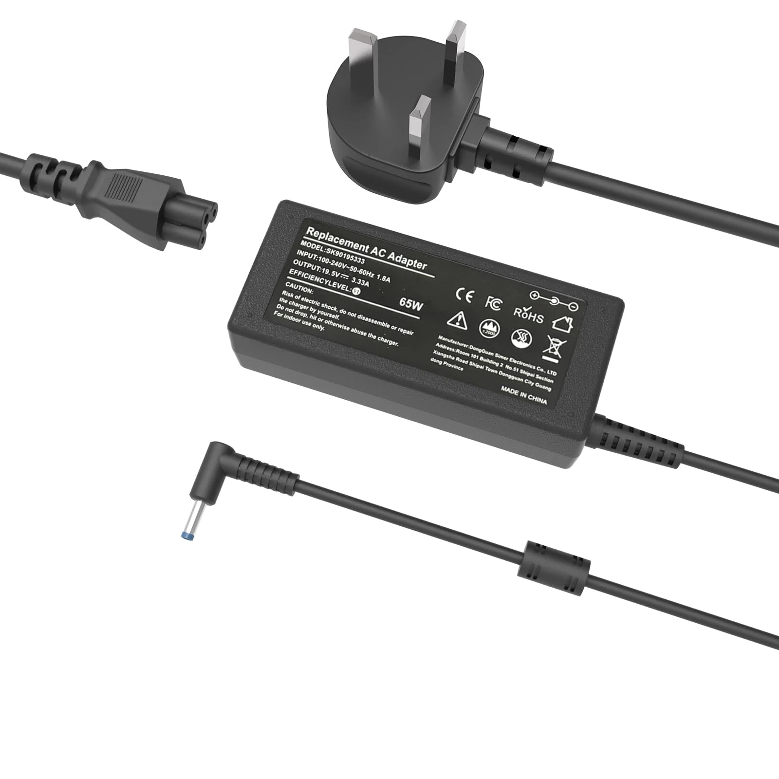 Byprlvps 65W Laptop Charger Compatible with HP Elitebook 840 850 845 830 820 G9 G8 G7 G6 G5 G4 G3 ProBook 440 450 446 455 470 650 250 G6 255 G7 Pavilion Chromebook 11 Envy UK AC Adapter（4.5mm* 3mm)