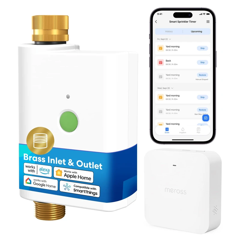 meross Connected Watering Timer with WiFi Hub, Automatic Watering Timer Compatible with Apple Home, Alexa and Google Home, Remote Control and Water Consumption Monitoring - Image 1