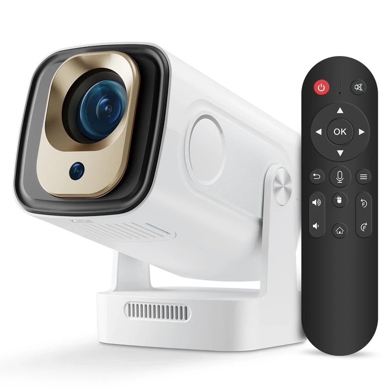 Nsyee Mini Projector, 180° Rotation & Android 11, Supports 4K 1080P, Outdoor Projector with WiFi 6 Bluetooth 5.4, Auto Keystone, Base Speakers, Projectors for Bedroom, Compatible with Laptop