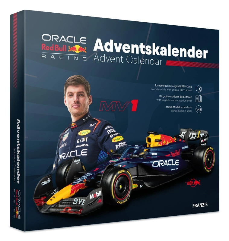 FRANZIS 67245 Oracle Red Bull Racing Advent Calendar 2025 Model Kit 1:43 Scale Includes Sound Module and 52 Page Accompaniment Book