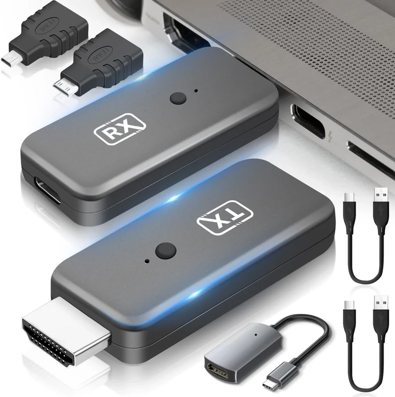 Wireless HDMI Transmitter and Receiver 4K, Plug & Play 2.4G 5.8 G Portable Wireless HDMI sender Extender Kit, 4K &1080P for Video and Audio Streaming device to Monitor For android tv box