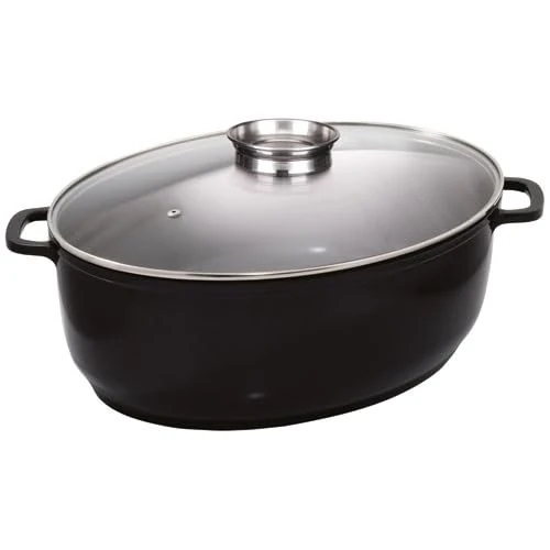 Jumbo Oval Casserole Dish 43 x 33 x 13.8 cm with lid Ceramic Glass