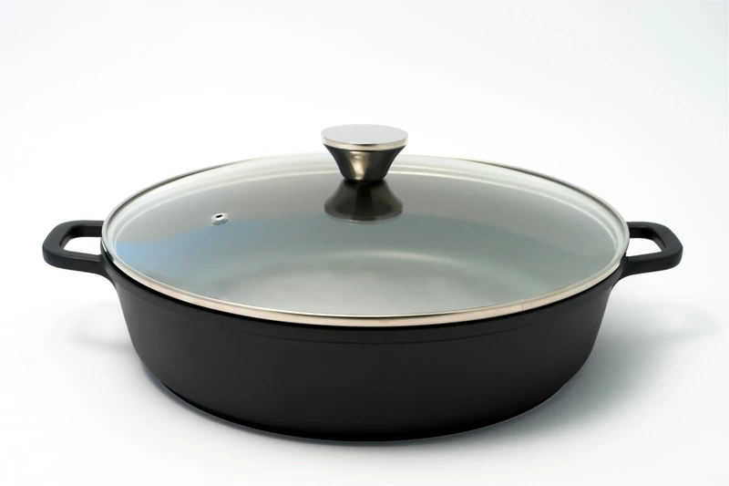 Low Slow Cooker 32 cm + Glass Lid – 5 litres – Ceramic Cast Aluminium