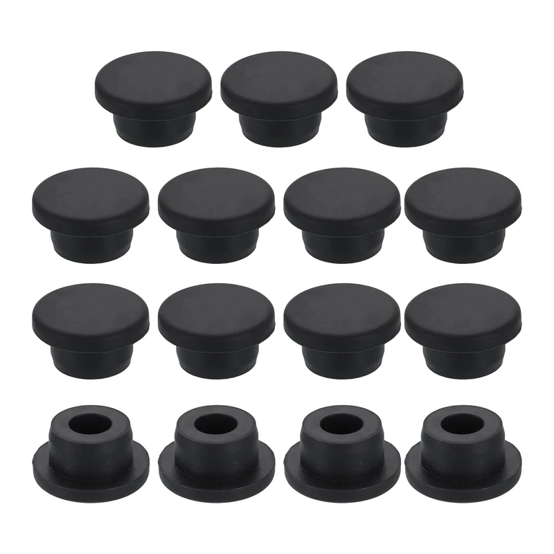 sourcing map 15Pcs Silicone Hole Plug, Waterproof Round Rubber Stoppers Bottle Seal Plugs Tube Pipe End Caps for 18mm/0.71" Hole for Bathtub Bottle, Black