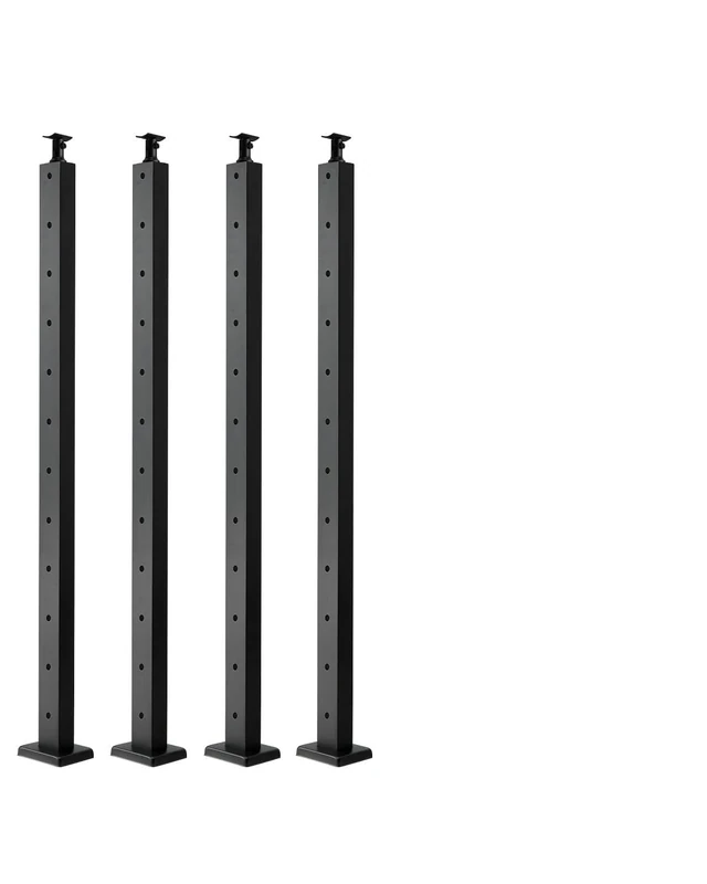 VEVOR 4-Pack Cable Railing Post, 42x1x2 in Horizontal-Hole Deck Railing Post with Pre-Drilled Holes, Stainless Steel Cable Rail Post with Horizontal and Curved Bracket, Black, 4JZLGZXHS106REP67001V0