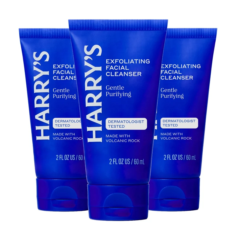 Harry's Exfoliating Face Wash for Men, Gentle Facial Skin Care Products with Volcanic Rock Exfoliant, Dermatologist Tested, 150ml, 3 Pack