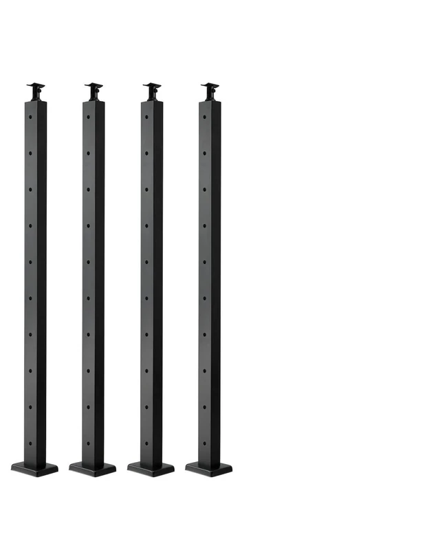 VEVOR 4-Pack Cable Railing Post, 36x2x2 in Horizontal-Hole Deck Railing Post with Pre-Drilled Holes, Stainless Steel Cable Rail Post with Horizontal and Curved Bracket, Black, 4JZLGZXHS914MY65M001V0