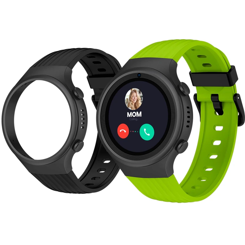 SPC Smartee 4G Junior - Smartwatch for children with GPS, video calls, and SOS button | 1.2” screen, double strap green and black, and tracker mode | School Mode | Management from Smart Clan app - Image 1