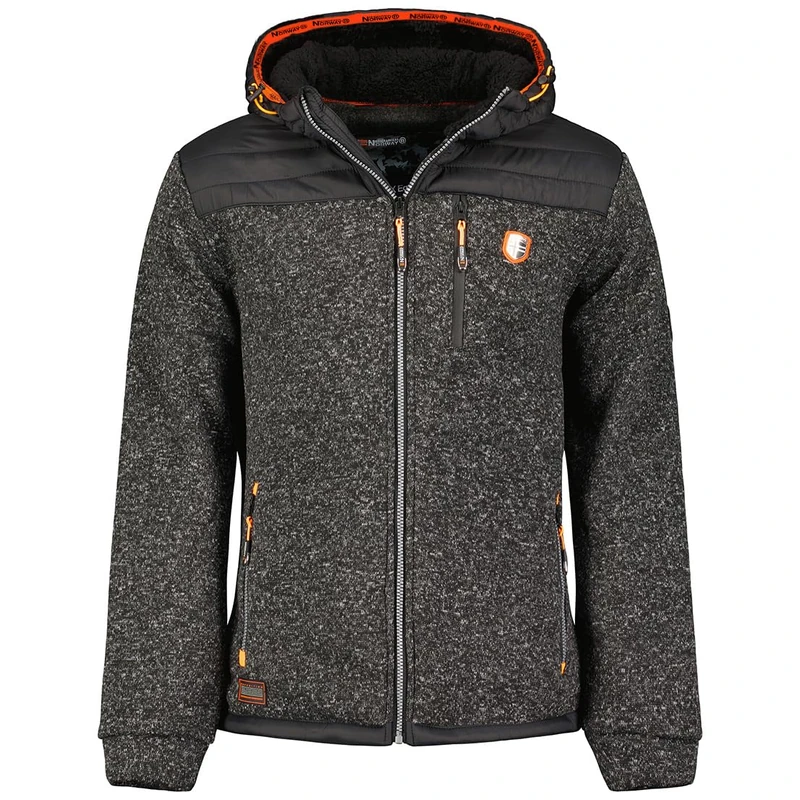 Geographical Norway Toledoama Men – Men's Fine Fleece Zip – Autumn Winter Spring Warm Men's Jacket – Long Sleeve Soft Fur Jumper Comfortable Outdoor (Black L), Black, L