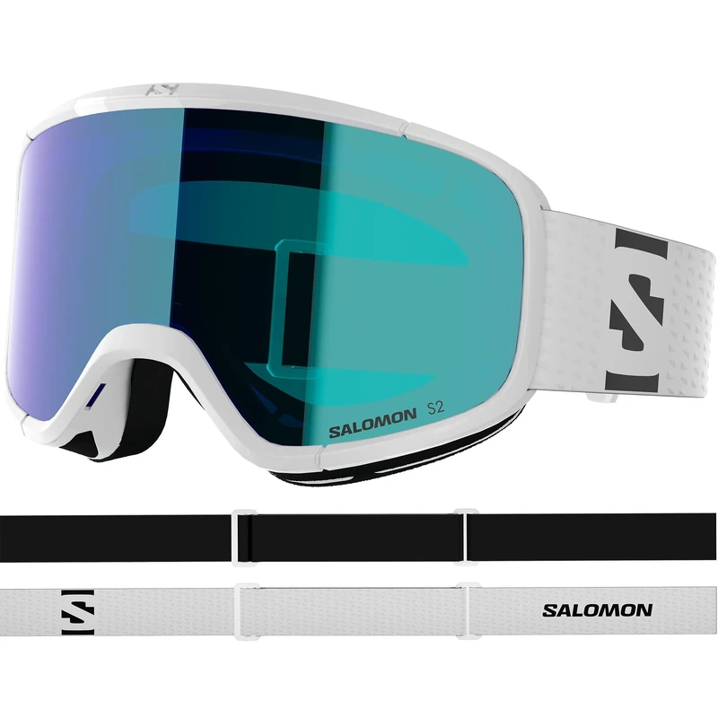 Salomon AKSIUM 2.0 Goggles, Unisex Anti-Fog Ski Goggles for Trail Running and Mountain Adventures, White/Mid Blue