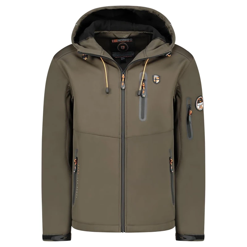 Geographical Norway Taxillusama Men's Waterproof Softshell Jacket with Hood – Outdoor Jacket, Windproof Tactical Jacket, Waterproof, Hiking, Skiing, Autumn, Winter, Spring, Khaki XL, khaki, XL - Image 1