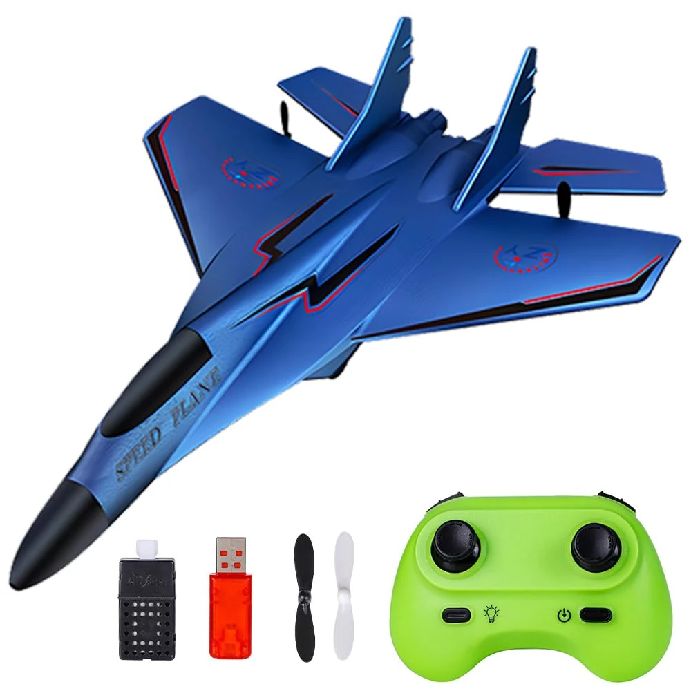WDKXCN RC Aeroplane 2CH, 2.4 GHz Remote Controlled Aeroplane Toy Styrofoam Flyer with LED Light, Remote Controlled Aircraft with Remote Control and USB Charging, RC Airplane for Adults