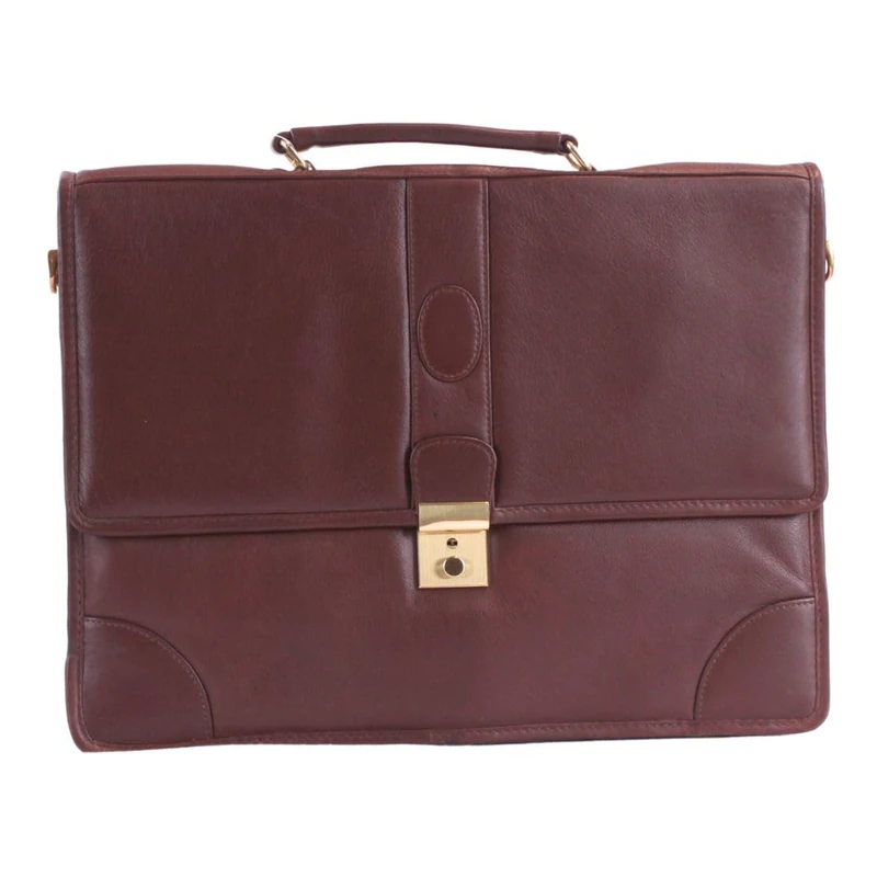 Luigi Unisex's Leather Men’s Briefcase – 4 Compartments, Buckle Lock with Key, Inside Zipper Pocket,(Cognac), One Size