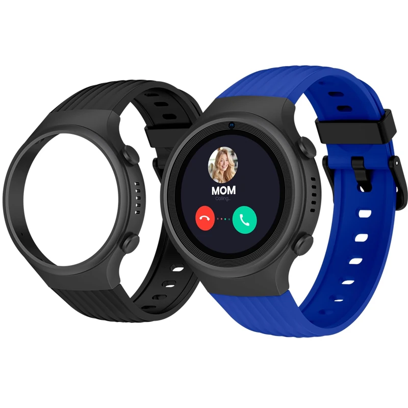 SPC Smartee 4G Junior - Smartwatch for children with GPS, video calls, and SOS button | 1.2” screen, double strap blue and black, and tracker mode | School Mode | Management from Smart Clan app