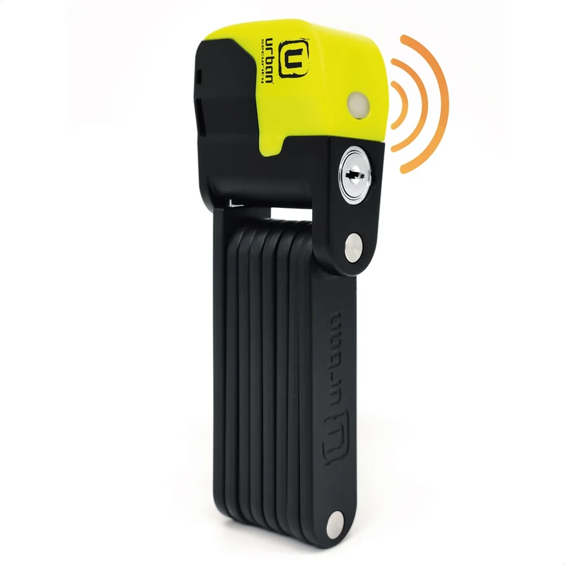 URBAN UR476Y Double Security Bike Lock | Smart Alarm, 120dB, LED Alert, Warning | Most Secure & Deterrent | Folding Locks Heavy Duty AntiTheft for Bicycle Electric Scooter, More Convenient Case, 90cm