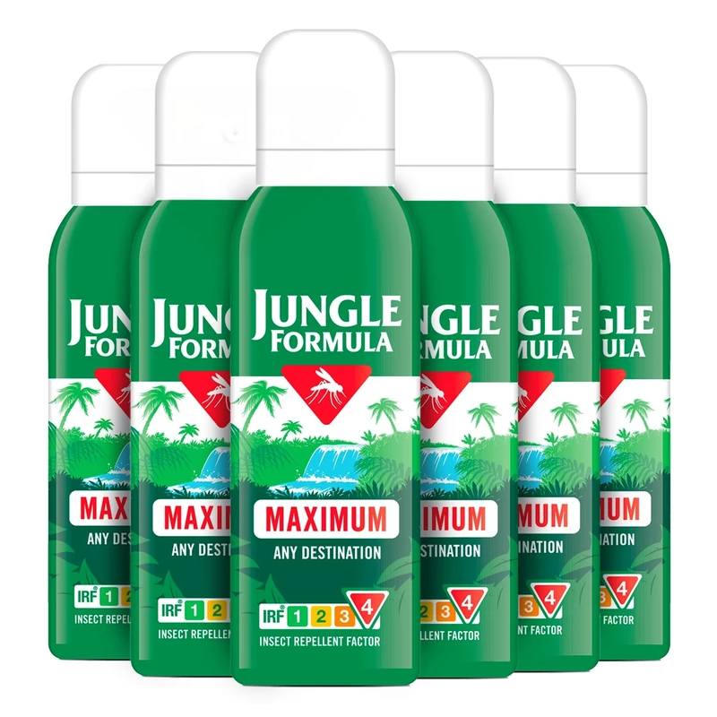 Jungle Formula Maximum Repellent Aerosol 125ml Bundle (Pack of 6 x 125ml) - Maximum Level of Protection Against Mosquitoes - Long Lasting Protection
