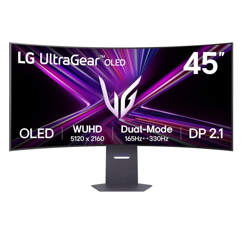LG UltraGear OLED GX9 Gaming Monitor 45GX950A-B - 5K2K 45 Inch WOLED Curved, Dual-mode 165-330Hz, 0.03ms, 275-1300nits, FreeSync Premium Pro, HDR 400, Speakers, DP 2.1, HDMI 2.1, USB-C, Black