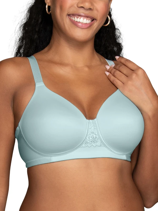Vanity Fair Women's Full Figure Beauty Back Smoothing Bra, 4 Way Stretch Fabric, Lightly Lined Cups Up to H Molded, Opaque NA, Wirefree-Talisman Blue, 42D