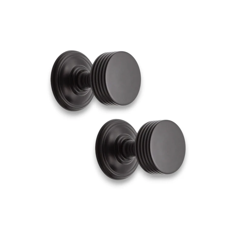 Infinity Decor Oxford Ribbed Design Matt Black Mortice Door Knobs Set 60mm – Pull Handles Ideal for Interior & Exterior Doors