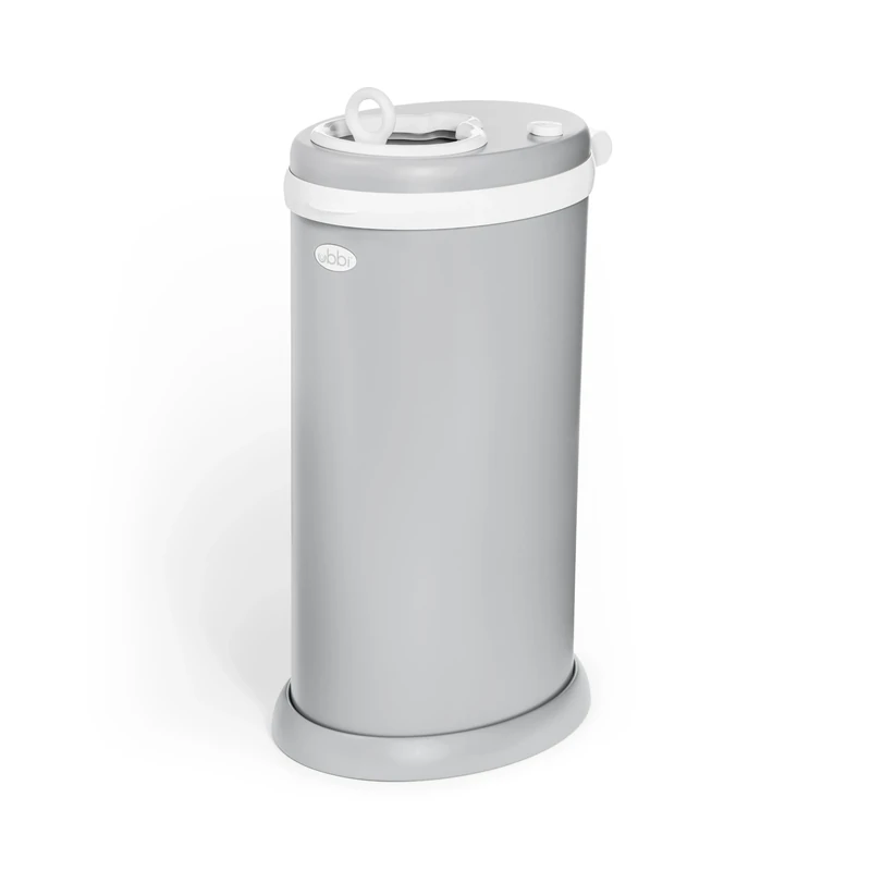 Ubbi Stainless Steel Nappy Bin, Odour Locking, No Special Bag Required, Award-Winning Diaper Pail, Cassette Free Disposal System, Matte Grey