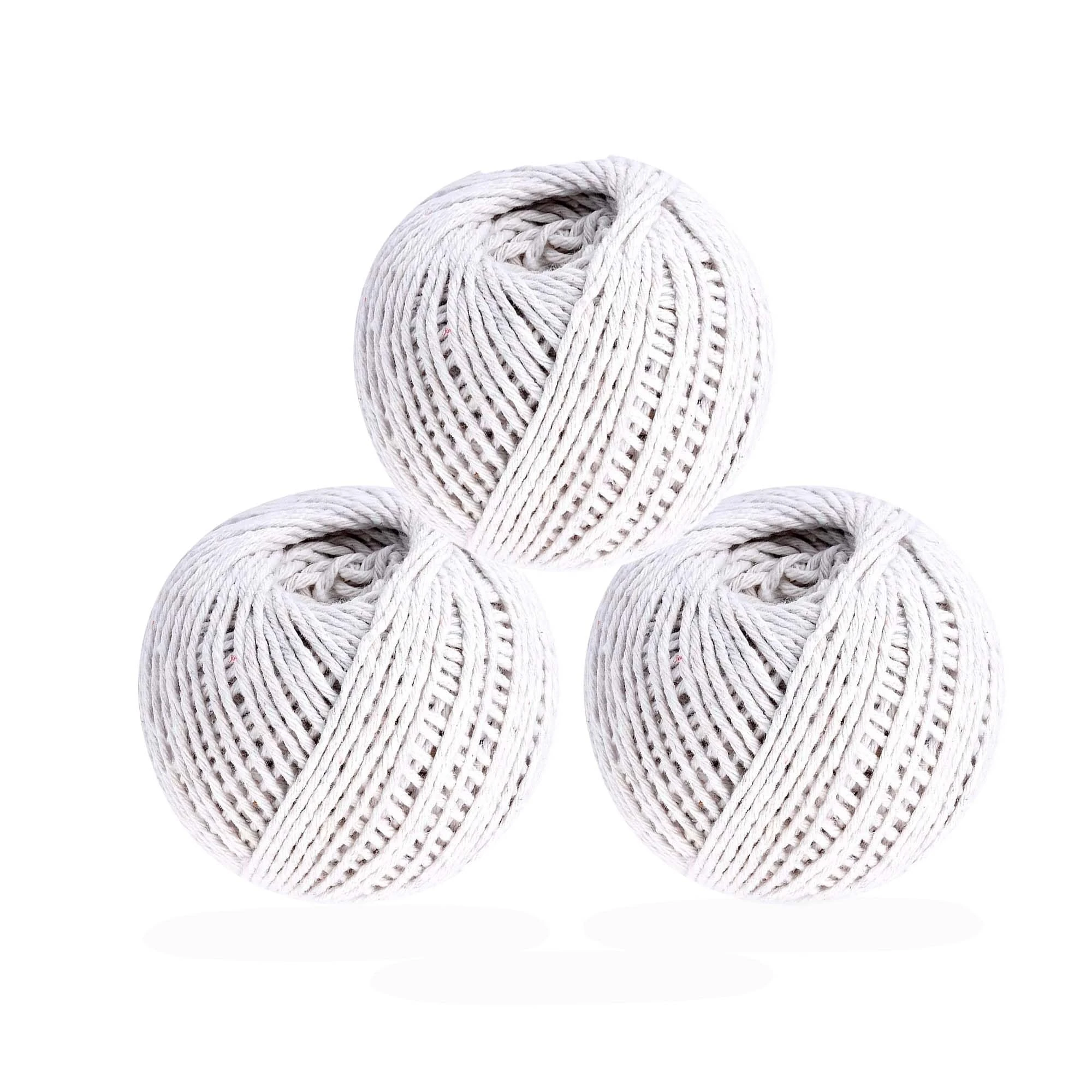 3x Cotton String Balls Kitchen Twine for Meat Durable White Twine for Gardening, DIY, & Crafting, Gift Wrapping & Butchers String (60M x 3) 180M