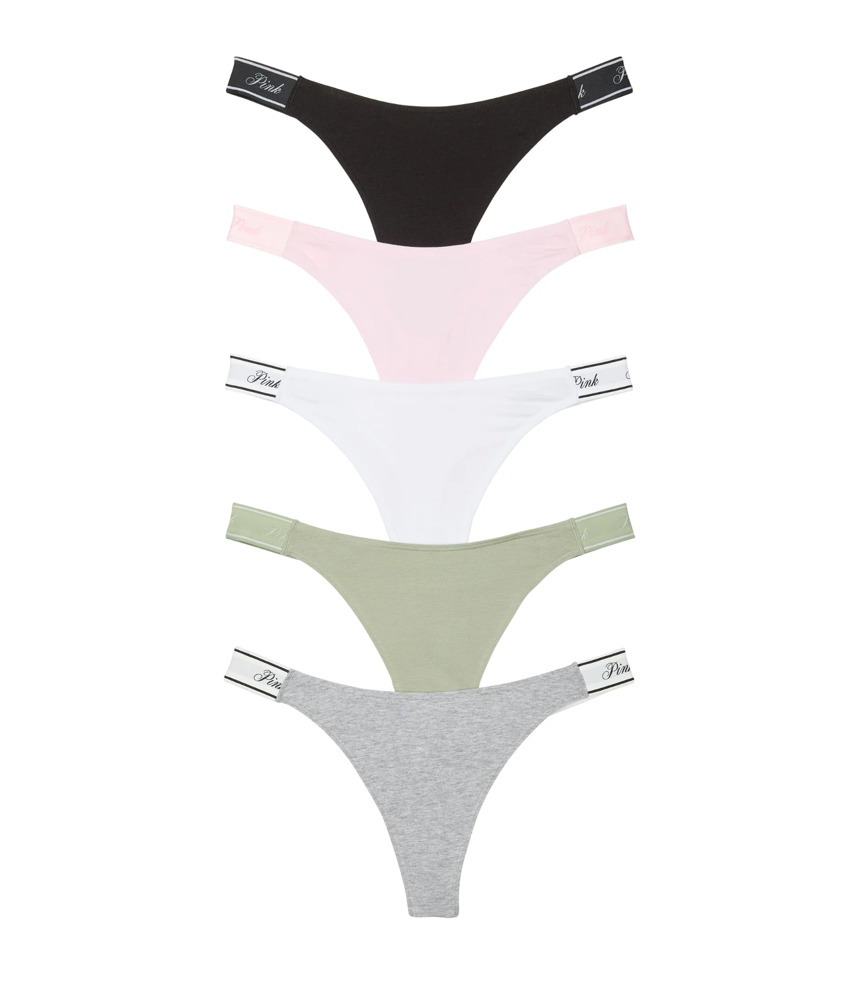 Victoria's Secret PINK Women's Cotton Logo Thong Underwear, Panties for Women, Multi Pack (XS-XXL), Pastel Pack, XXL