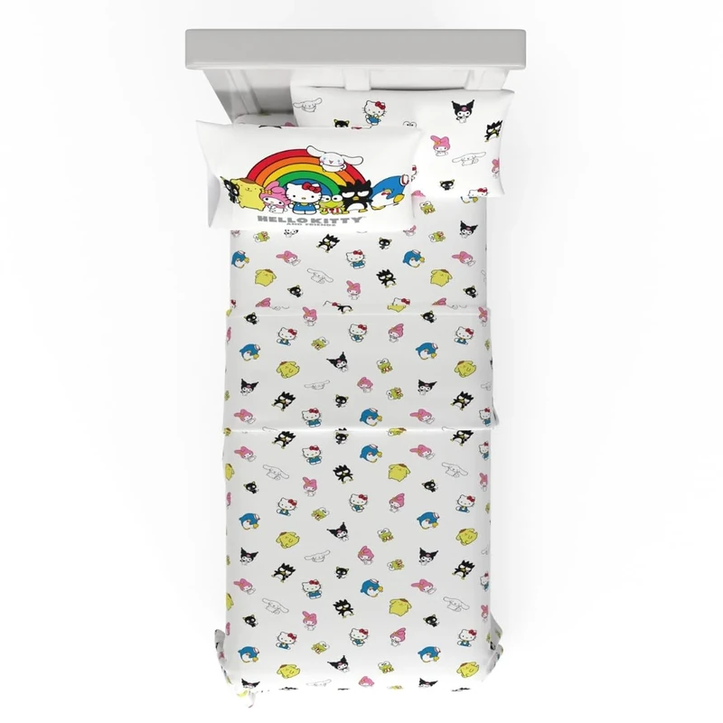 Franco Collectibles Hello Kitty & Friends Bedding Super Soft Cotton 3 Piece Twin XL Sheet Set, College Dorm Essentials, (Officially Licensed Product)