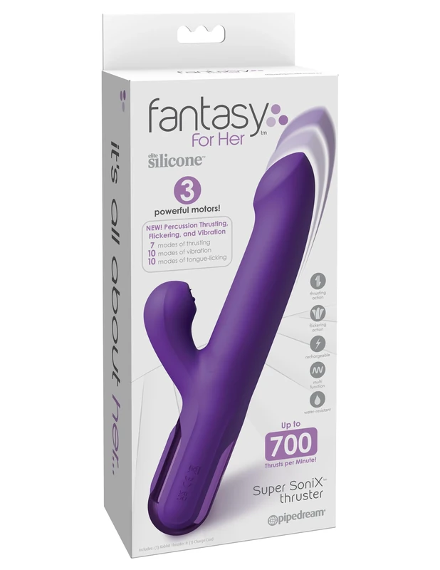 Fantasy for Her Super SoniX Thruster Vibrator, Purple, 22 cm