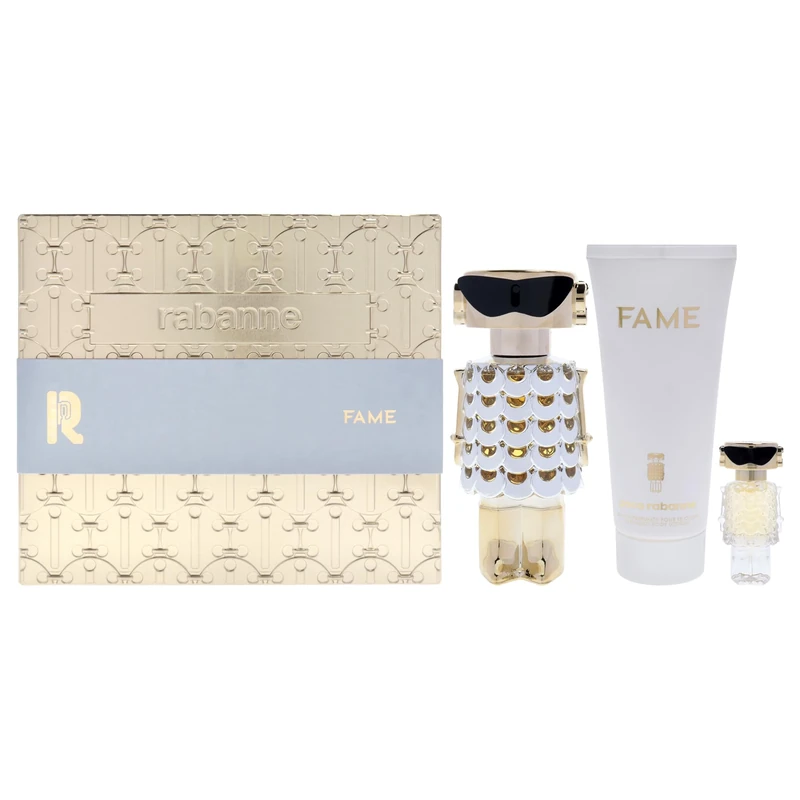 Fame by Paco Rabanne for Women - 3 Pc Gift Set 2.7 oz EDP Spray, 0.14oz EDP Splash (Mini), 3.4oz Body Lotion