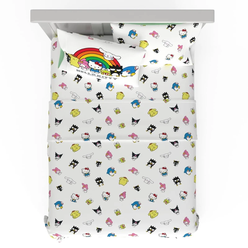 Franco Collectibles Hello Kitty & Friends Bedding Super Soft Cozy Cotton 4 Piece Queen Sheet Set, (Officially Licensed Product)