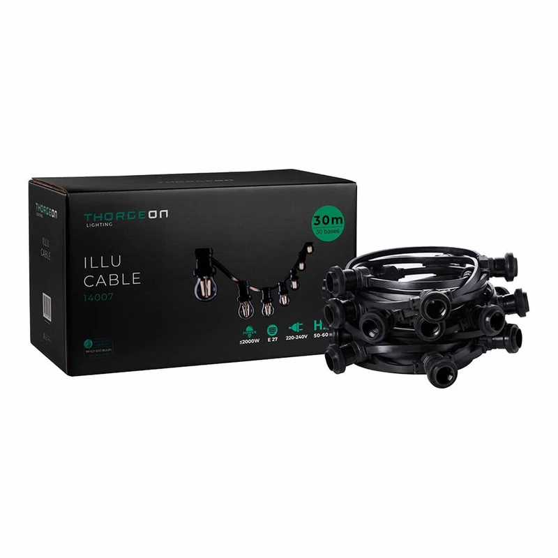 Thorgeon Black Lamp Holder Garland 2000 W 30 m 30 - Brand EAN: 4751029898456 - Image 1