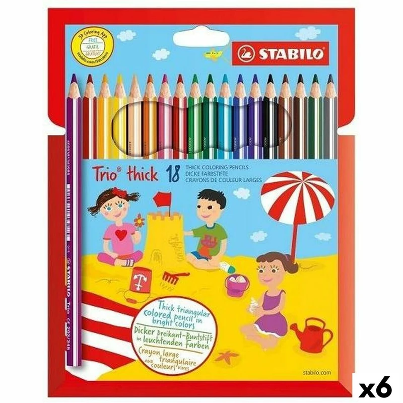 STABILO Trio Thick Coloured Pencils 18 Pieces (6 Units) – Brand EAN: 4006381340328