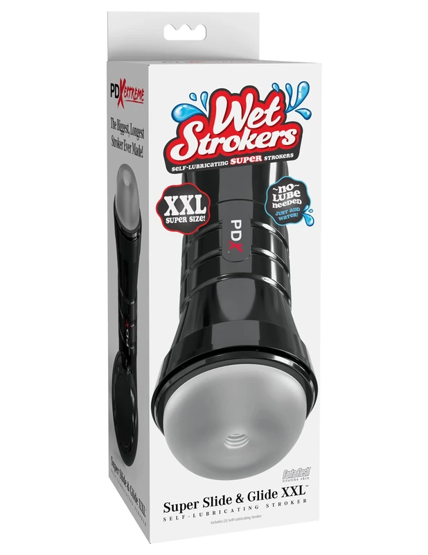 PDX Extreme Wet Stroker - Super Slide & Glide XXL Masturbator, White, 26 cm