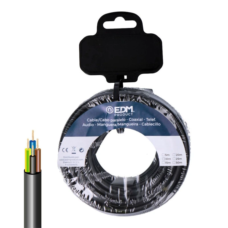 Electric Cable Hose EDM 28362 VV-K06 Black 20 m - Brand: EDM Product - EAN: 8425998283624
