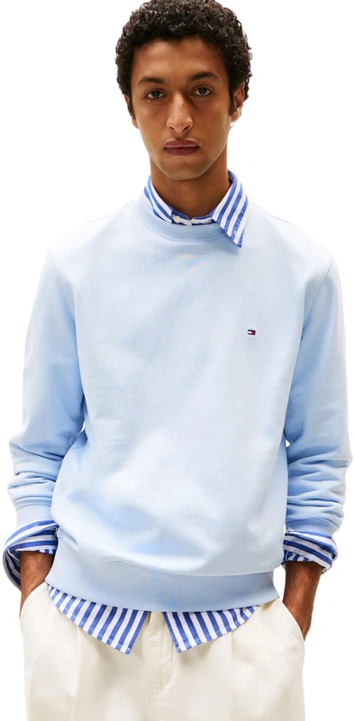 Tommy Hilfiger Men's Essential Terry Crewneck MW0MW37237, BLUE, S