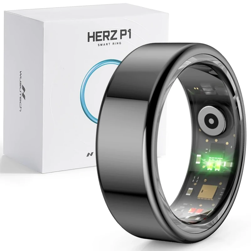 Herz P1 Smart Ring for Women & Men - 24/7 Health Metrics Fitness Ring, Tracks 20+ Biometrics, 6 Day Battery Life, Waterproof Stainless Steel, iOS Android Compatible, Free APP, No Subscription