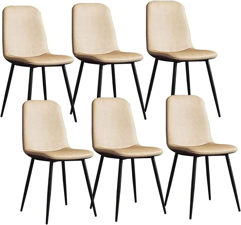 Chairs PU Leather, Modern Kitchen Chairs Set of 6, Lounge Living Room Corner Chair with Metal Legs, Nordic Makeup Chair Modern
