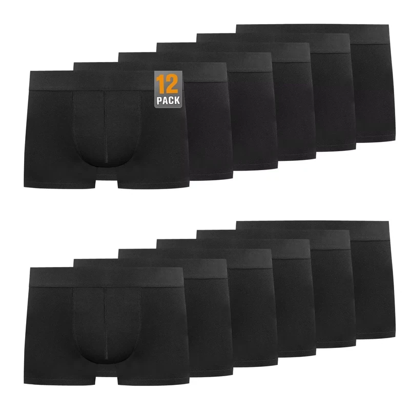 TUUHAW Mens Underwear Boxers for Men Large Underpants for Men UK Pants Trunks Black Hipster Cotton Boxer Briefs for Running Sports 12 Pack Breathable Moisture Wicking Anti Chafing