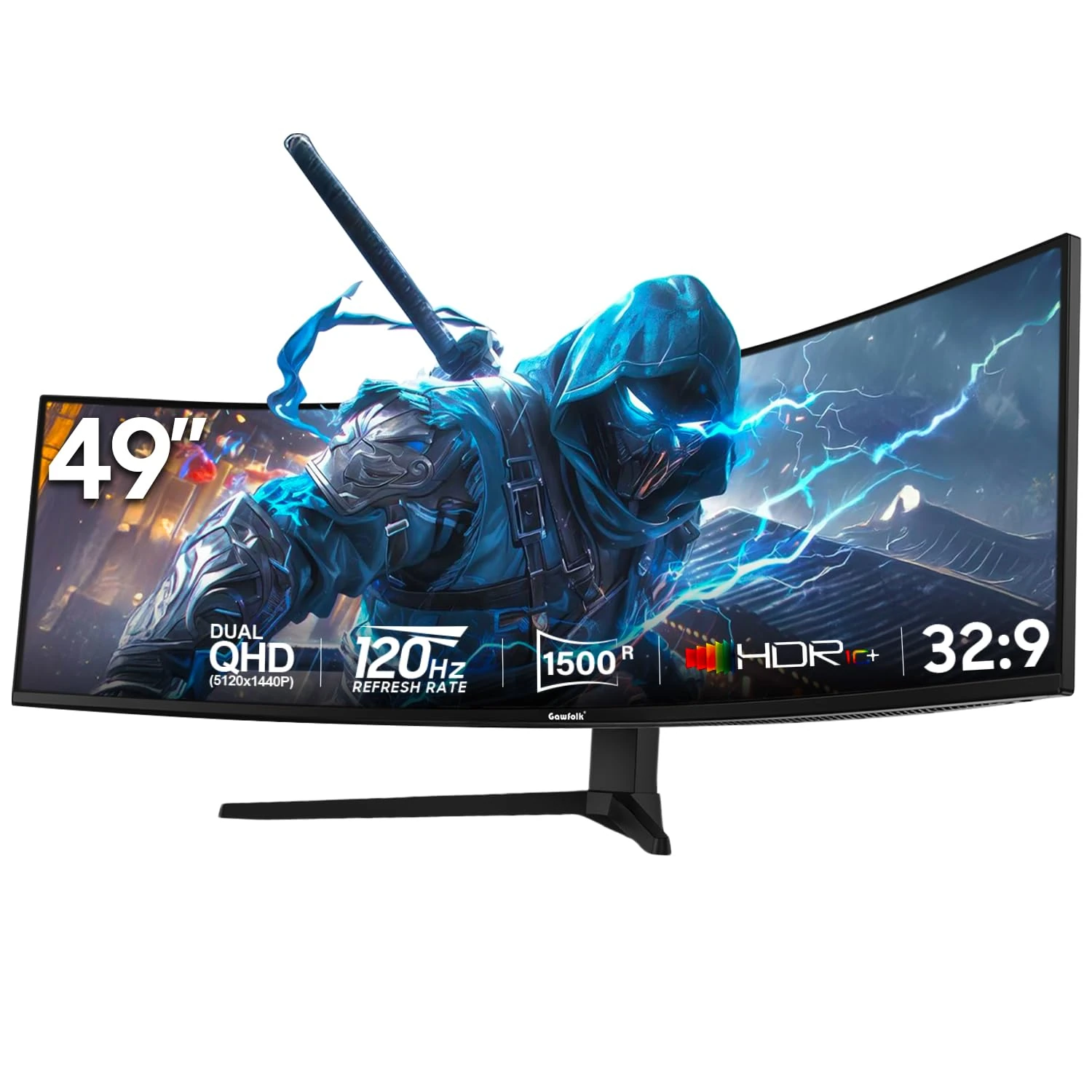 49 Inch Dual QHD Curved Gaming Monitor – 120Hz, 5120x1440 Super Ultra-Wide, 1500R, Height Adjustable Stand, RGB Backlight, 2x DP 1.4, 2x HDMI 2.1, PBP/PIP