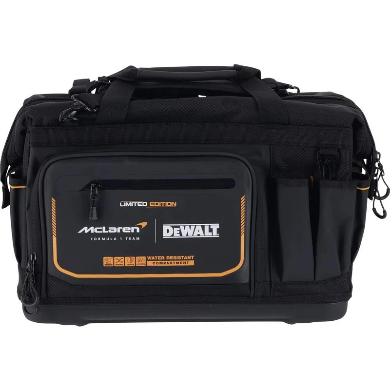 DEWALT x McLaren 20" Tool Bag – Premium heavy-duty tool bag with reinforced base bold McLaren styling and ample storage for professional-grade tools
