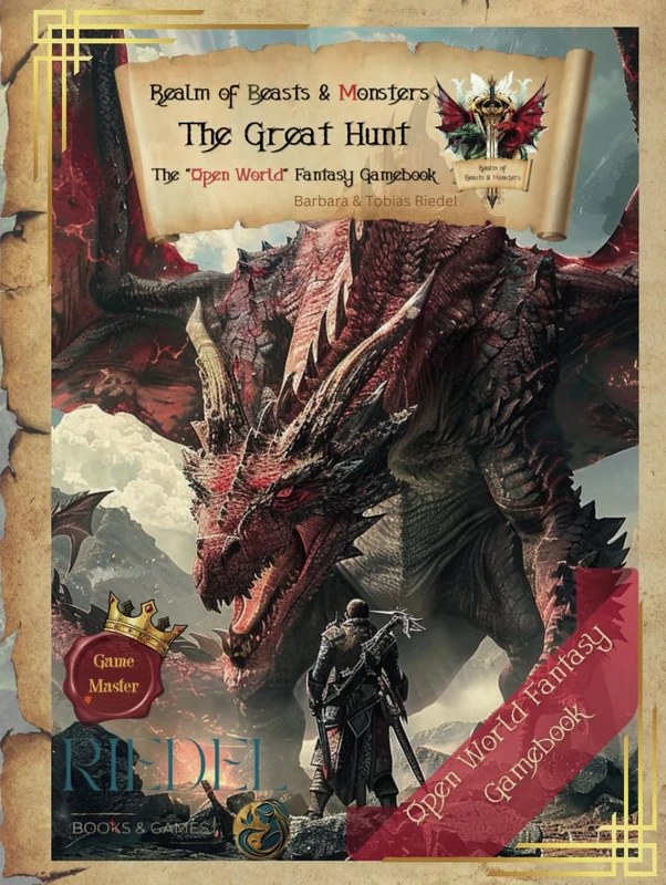 The Great Hunt | Realm of Beasts & Monsters | The “Open World“ Fantasy Gamebook: charakter | pen & paper | RPG | dragon | fighting fantasy | exploring | roleplay
