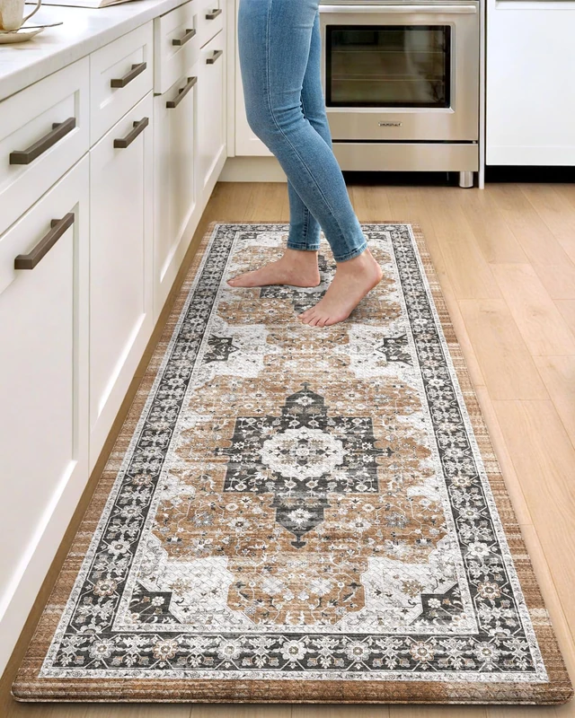 DEXI Kitchen Floor Mats Cushioned Anti Fatigue Runner Rug, 23x59 Black/Brown