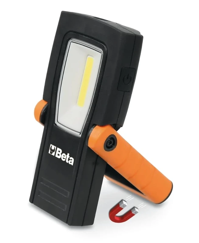 Beta 1838COMPACT Ultra Powerful Rechargeable LED Light, Pro, IP65, Compact: 2 Light Emissions, 3 Intensities, Non-Slip/Shockproof Body, Magnetic Clip/Base