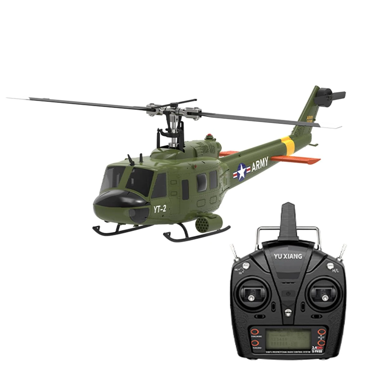 RCPLANTOUY RC Helicopter, 1/34 Scale 2.4G 6CH UH-1 Huey Helicopter for Outdoor Flying & Stunts, Gyro-Stabilised RC Plane with Brushless Power & Lights, Stable Flight – Gift for Teens & Pilots