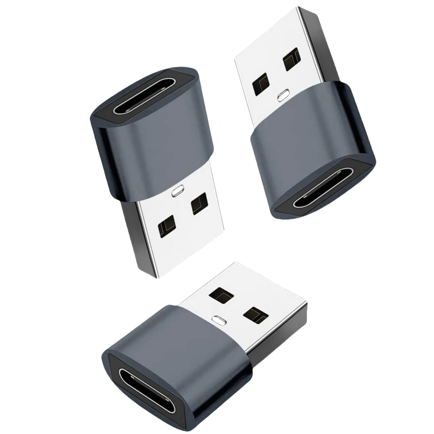 USB to USB C Adapter 3 Pack Plug & Play Type C to USB Adaptor for Fast Charging&Data Sync, High Heat-Resistant Aluminium Alloy USBC to USB Adapter Cable Converter for Notebook Tablet Smartphone Grey