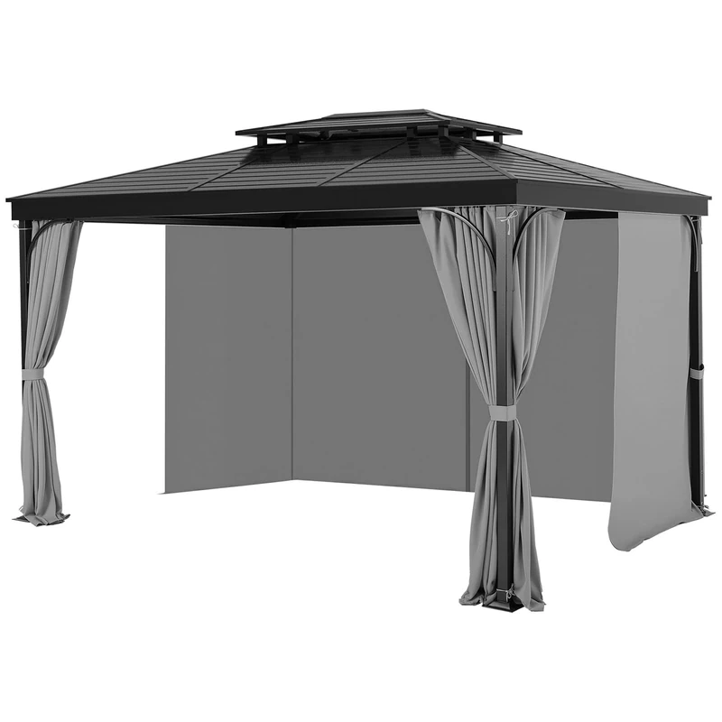 VEVOR Gazebo Curtains Outdoor, Fit Most 10' x 10' x 6.7' Gazebos, 4-Panel Sidewall Gazebo Privacy Curtains with Zippers, Outdoor Curtain Replacement for Patio Canopy, Only Curtain, Gray