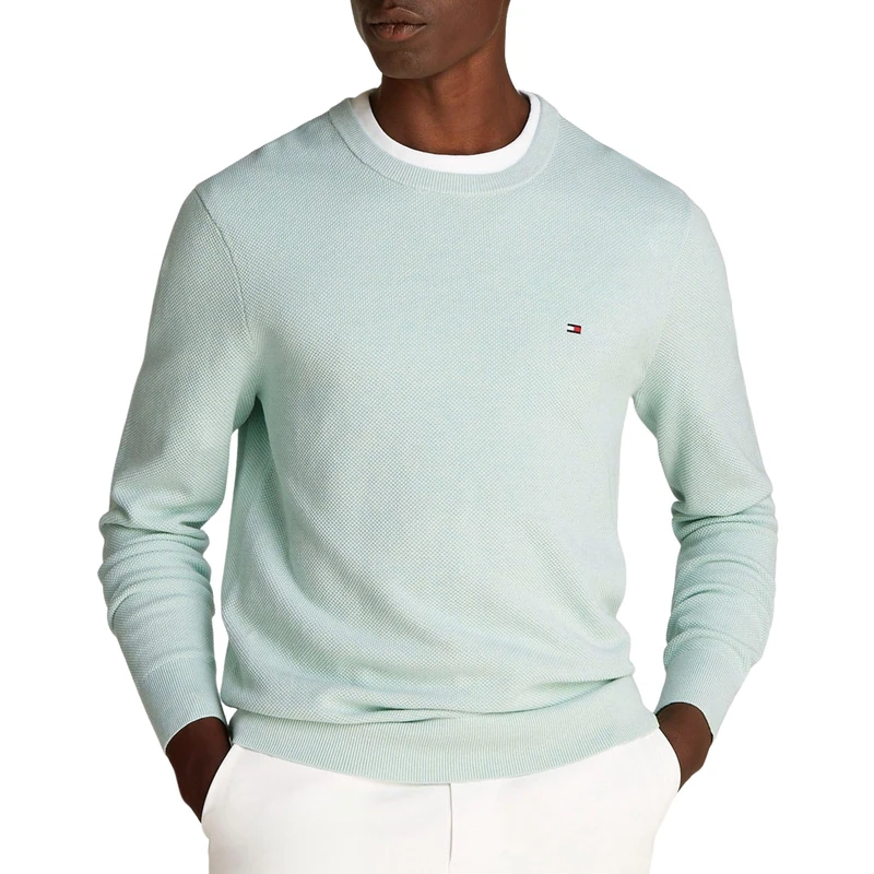 Tommy Hilfiger Men Essential Structure Crew Neck Green (Minty Essence Heather) L - Image 1
