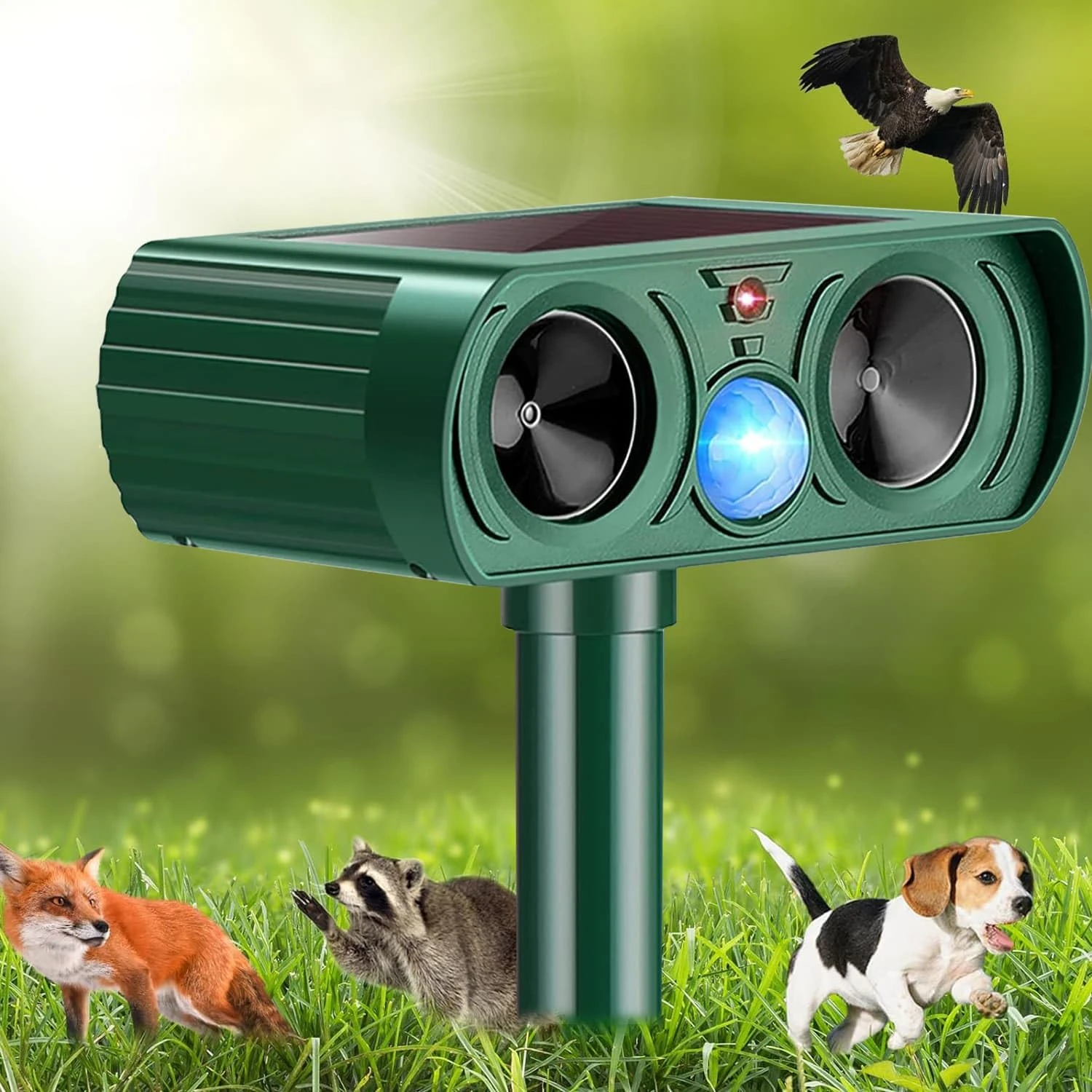 Cat Repellent for Gardens, Ultrasonic Cat Scarers with PIR Motion Sensor, Solar Cat Deterrents for Garden Yard Waterproof Wild Animal Repellent for Cat, Fox, Squirrel, Dog