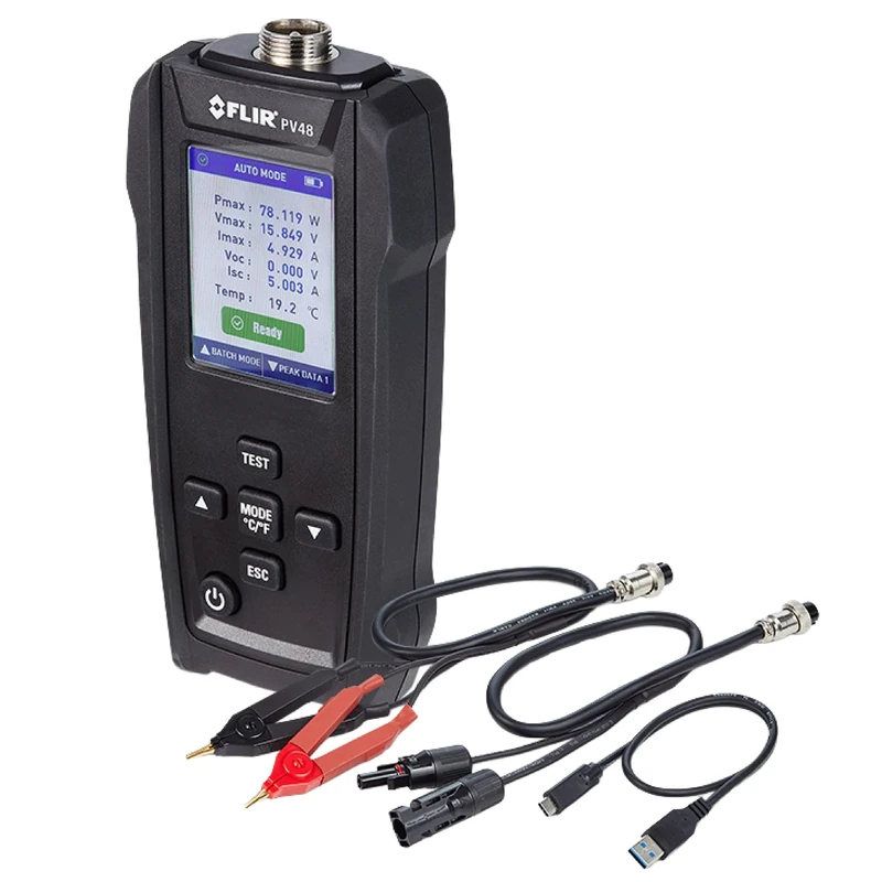 FLIR PV48 - Solar Panel Tester and I-V Curve Tracer with Temperature Measurements - Designed to Assess the Maximum Power and Efficiency of Solar Panels